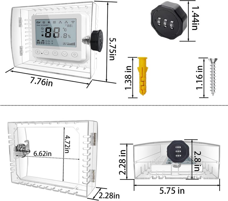 PILISPARK 2PC Thermostat Lock Box,Thermostat Cover with Lock,PC Wall Thermostat Lockbox,Fits Thermostats 4.8" H x 6" W or Smaller,Mainly for Home Thermostat - Image 2